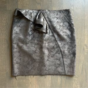 J. Crew Silver Faux Suede Mini Skirt w/ Ruffle Detail